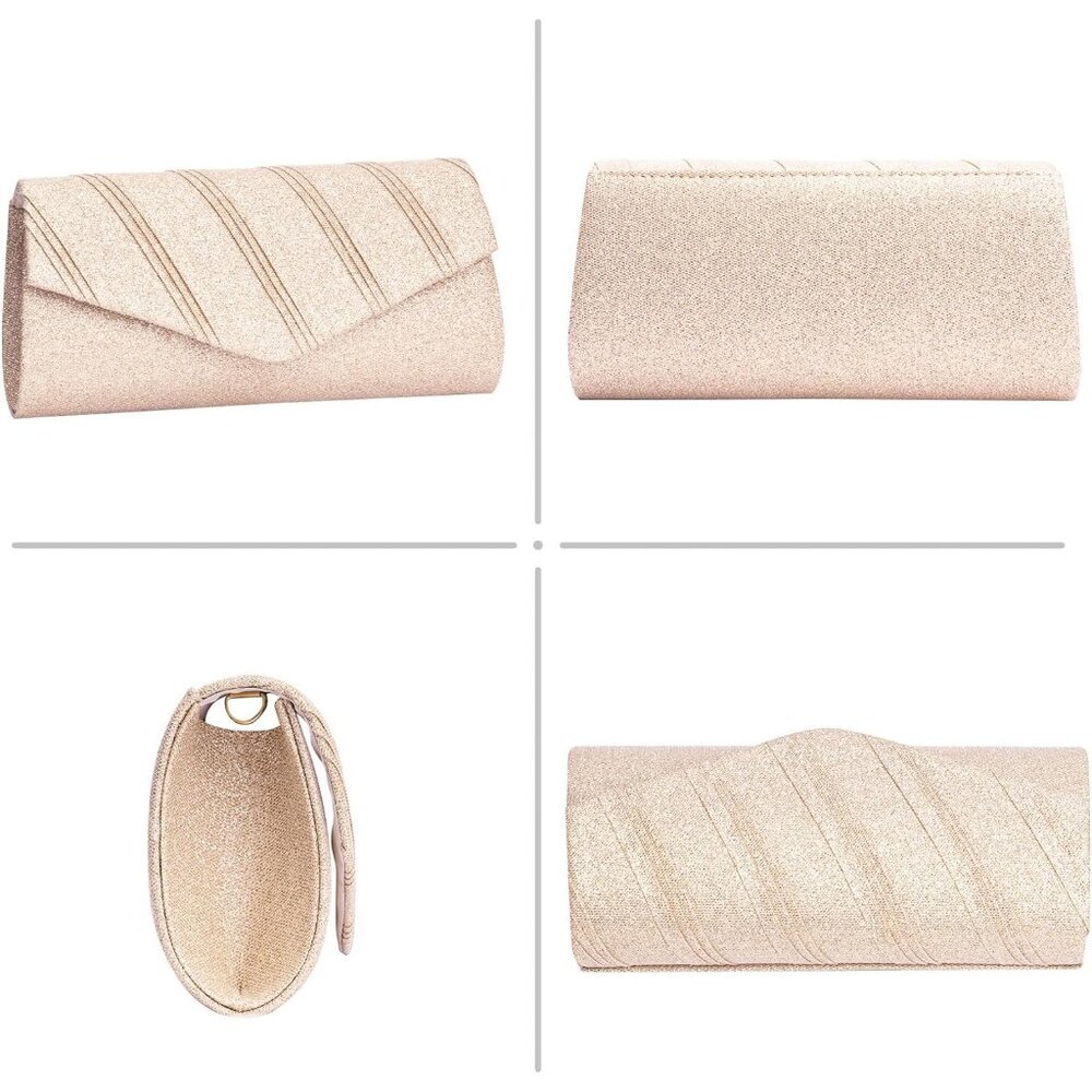 Luxury Glitter Clutch Purse with Pleated Design - Perfect for Night Out Events - Picture 7 of 7